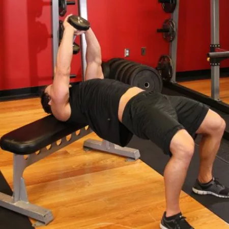 Pullover with straight arms with dumbbells lying on a bench | Calories No